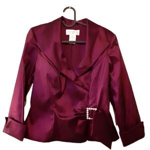 JR Nites By Carol Lin Sz 6 Purple Evening Blazer Jacket Satin